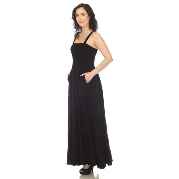 Women's Smocked Ruffle Maxi Dress - Picture 2 of 5